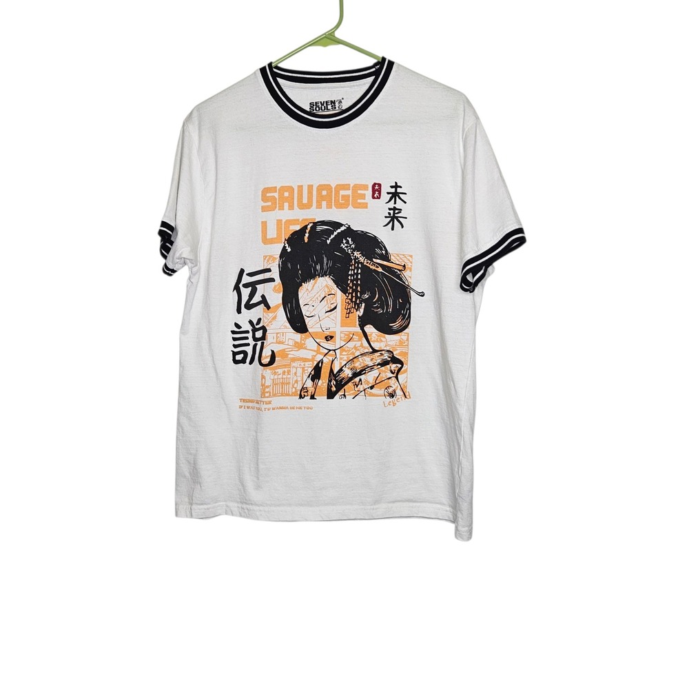 Seven Souls Graphic Men's T-Shirt Geisha Legend Japan Casual Ringer Tee XL